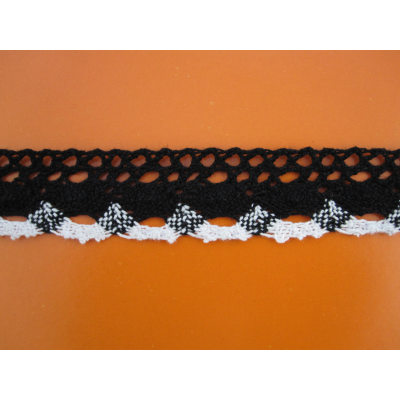 Мереживо бавовна 2,5 см чорно-біле