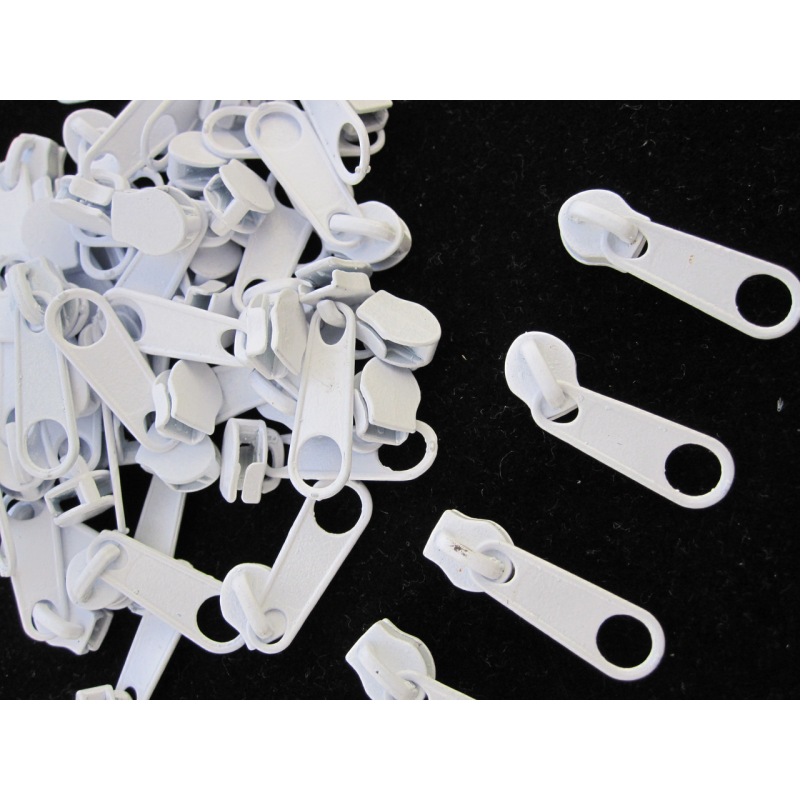 Бігунок на спіральну блискавку номер 3 білий