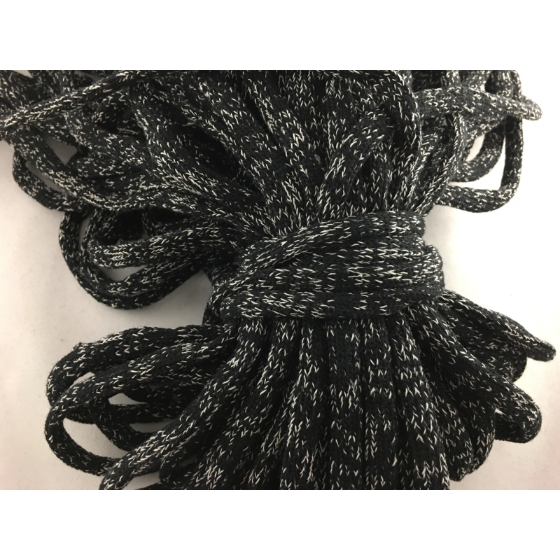 Шнур хб круглий 10 мм чорний із білим