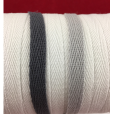 Тасьма бавовна 10 мм сірого кольору