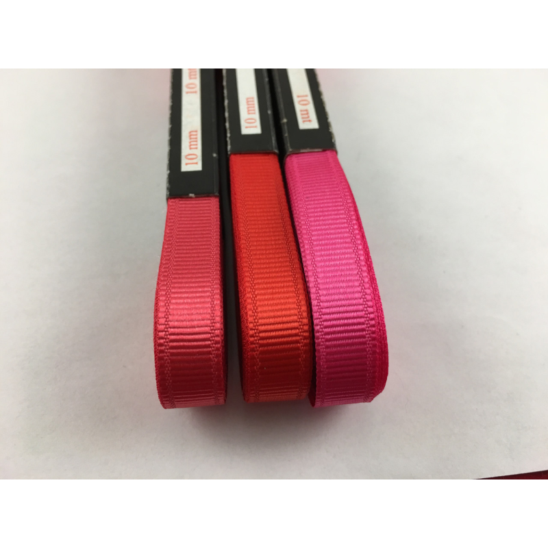 Репсова стрічка 10 мм червоного, рожевого та малинового кольорів