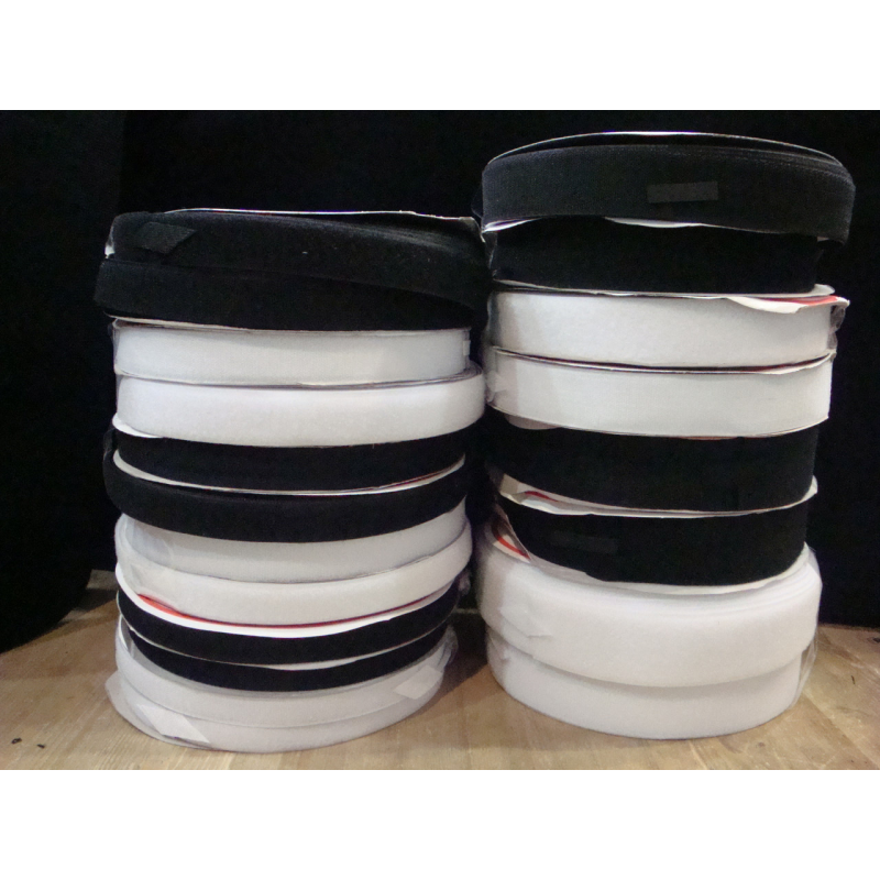 Липучка для одягу чорна та біла 25 мм Чорний