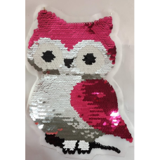 Нашивка з паєток сова в рожевому