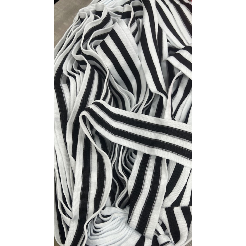 Лампасна тасьма 4 см білий з 2 чорними смужками 50 м у бобіні