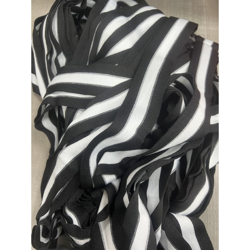 Лампасна тасьма 4 см чорна з білою смужкою 50 м у бобіні Лампасна тасьма 4 см чорна з білою смужкою 50 м у бобіні