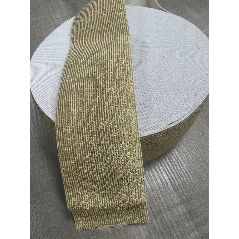 Гумка плоска золото на білому (ширина 6 см) 25 м Гумка плоска золото на білому (ширина 6 см) 25 м