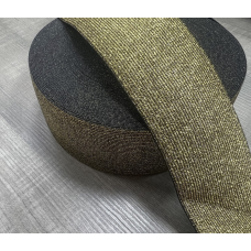 Гумка плоска золото на чорному (ширина 6 см) 25 м