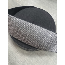 Гумка плоска срібло на чорному (ширина 6 см) 25 м